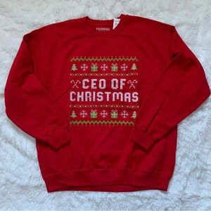 NWT Phenomenal CEO of Christmas Crewneck Pullover holiday Sweater Red large